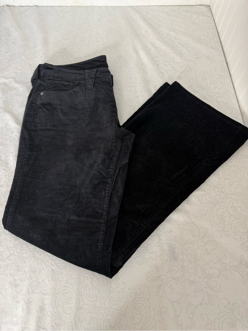Vintage 90s Y2K Gap Stretch Black Velvet Bootcut Pants Size 6